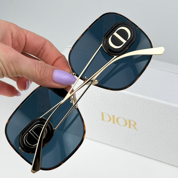 Dior DIORBOBBY S1U B5B0 BRAND NEW Sunglasses Gold Havana Blue Women Oversized main image 6